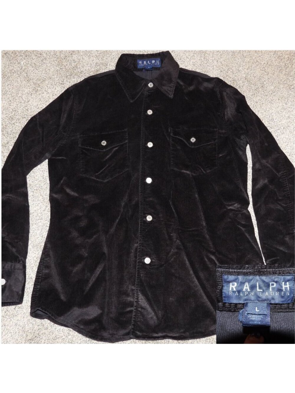 Vintage Ralph by Ralph Lauren Blue Label Corduroy Button Up Shirt Men's Large